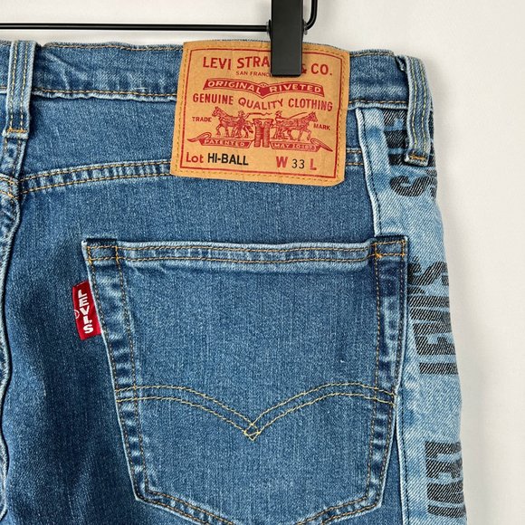 Levi’s Hi-Ball Roll Logo Stripe Denim Jeans Streetwear Men's Retro Graphic Style - Picture 10 of 11